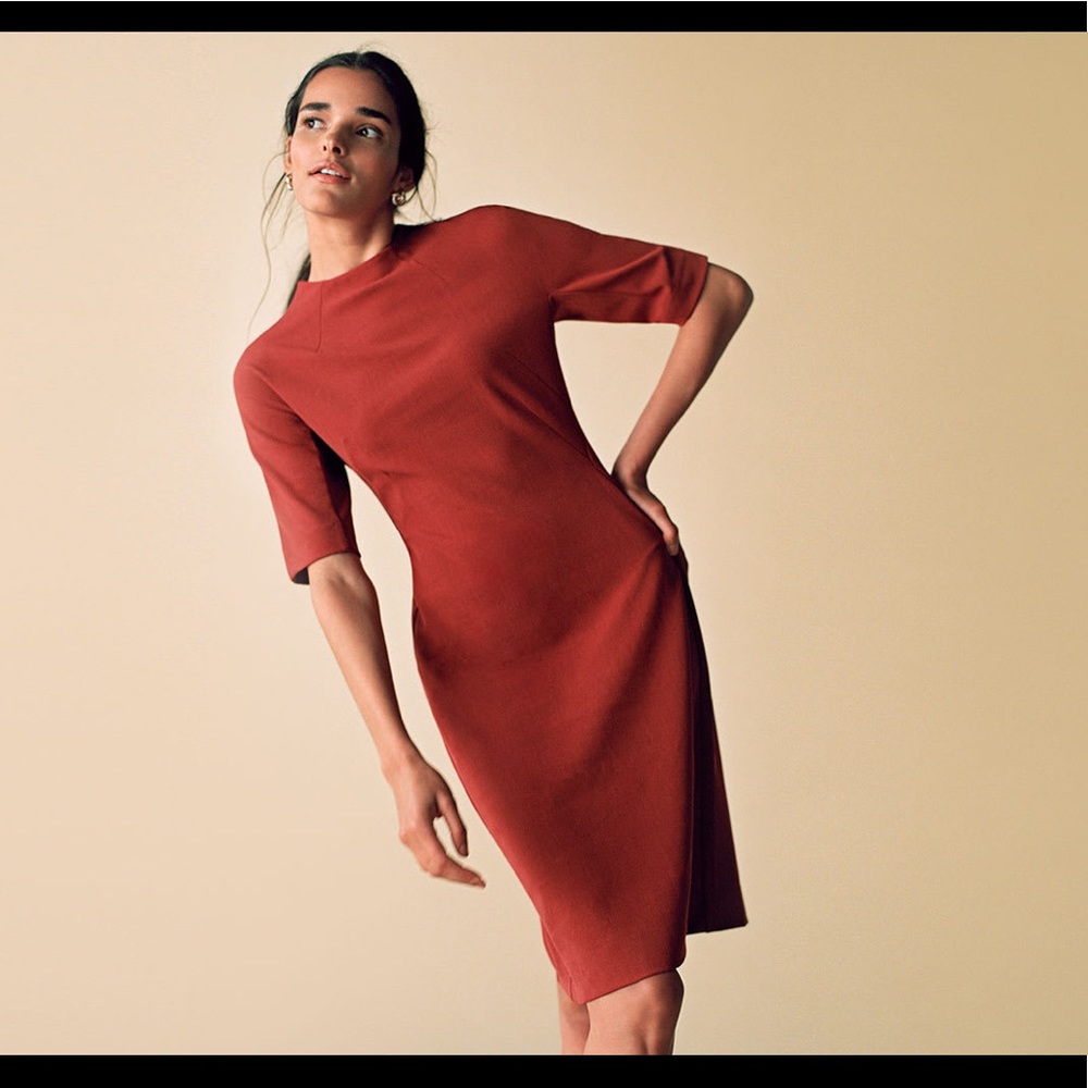 M.M. LAFLEUR Farnoosh Dress in Brick Red.